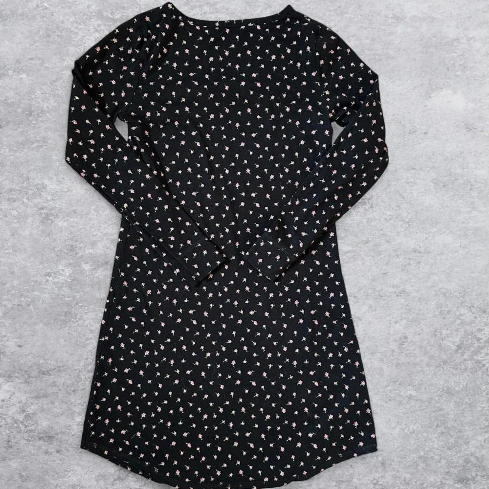 Charter Club Intimates Womens Black and Pink Floral Henley‎ Nightgown